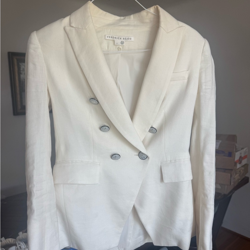 Veronica Beard Cream Tailored Suit Jacket